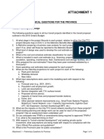 Attachment 1: Preliminary Technical Questions For The Province