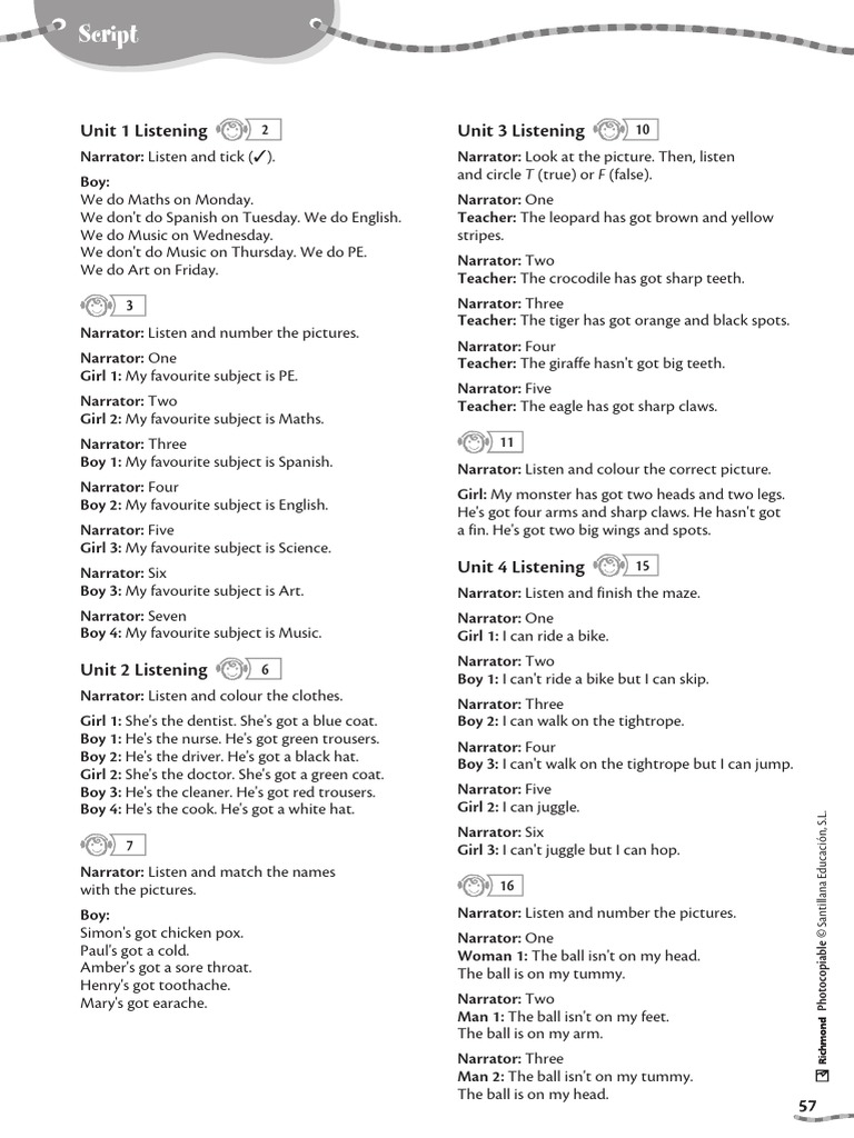 Script: Unit 1 Listening Unit 3 Listening | PDF | Sports | Leisure