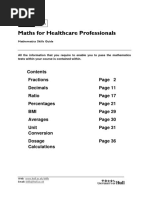 Maths For Healthcare Professionals: Fractions Decimals Ratio Percentages BMI Averages Unit Conversion