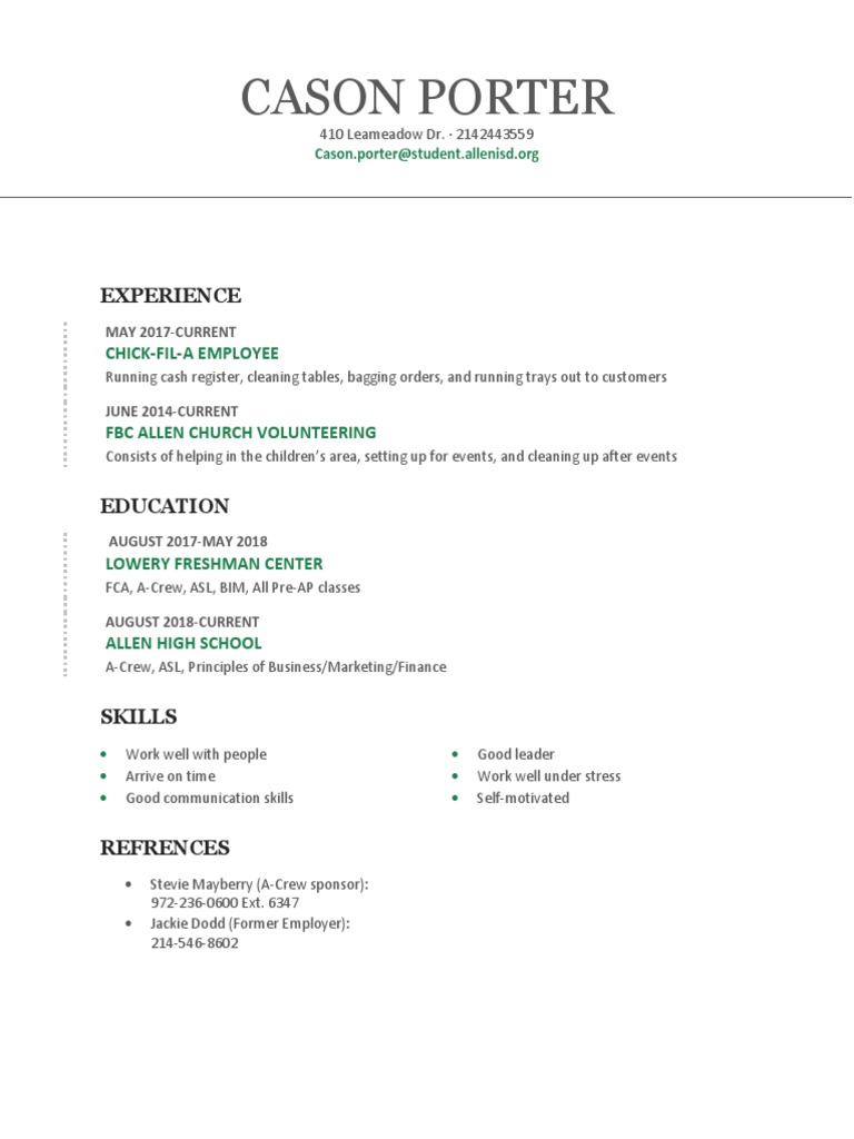 Cason Porter: Experience | PDF