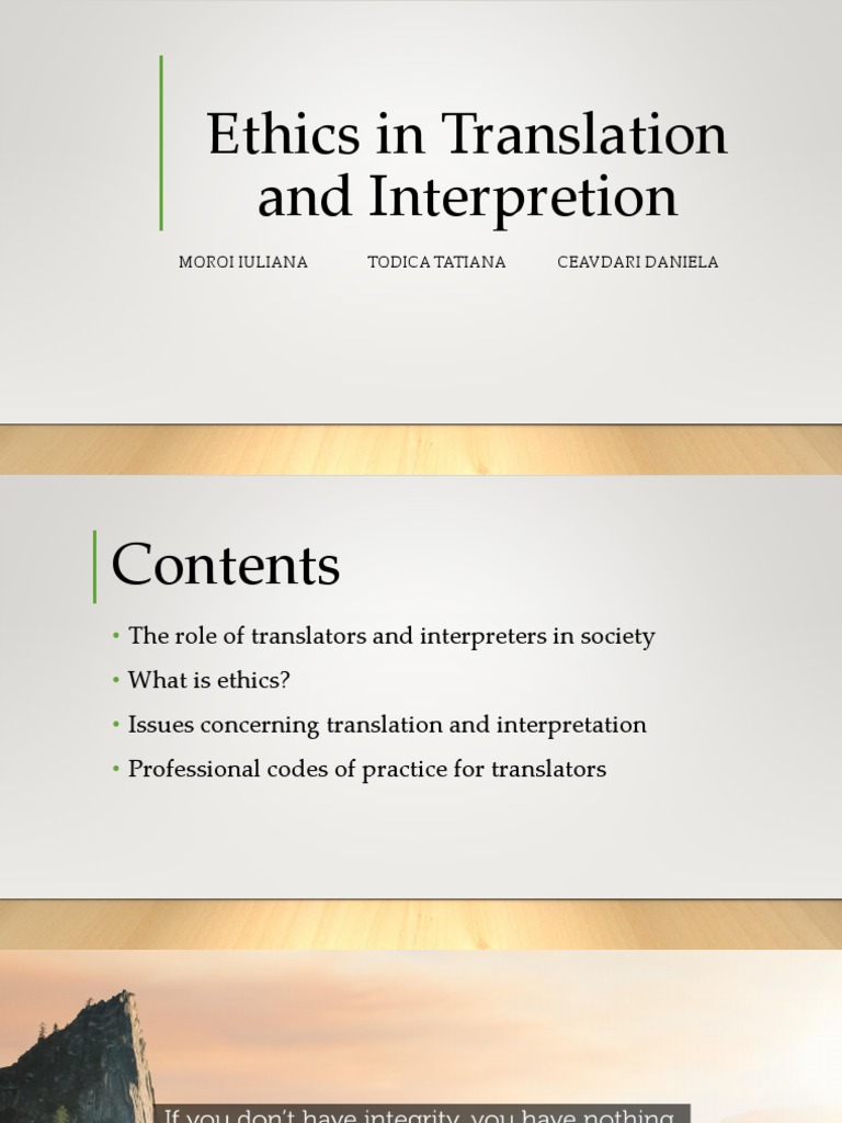 Ethics in Translation and Interpretation | PDF | Translations ...