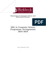 MSC in Computer Science Programme Arrangements 2018-2019