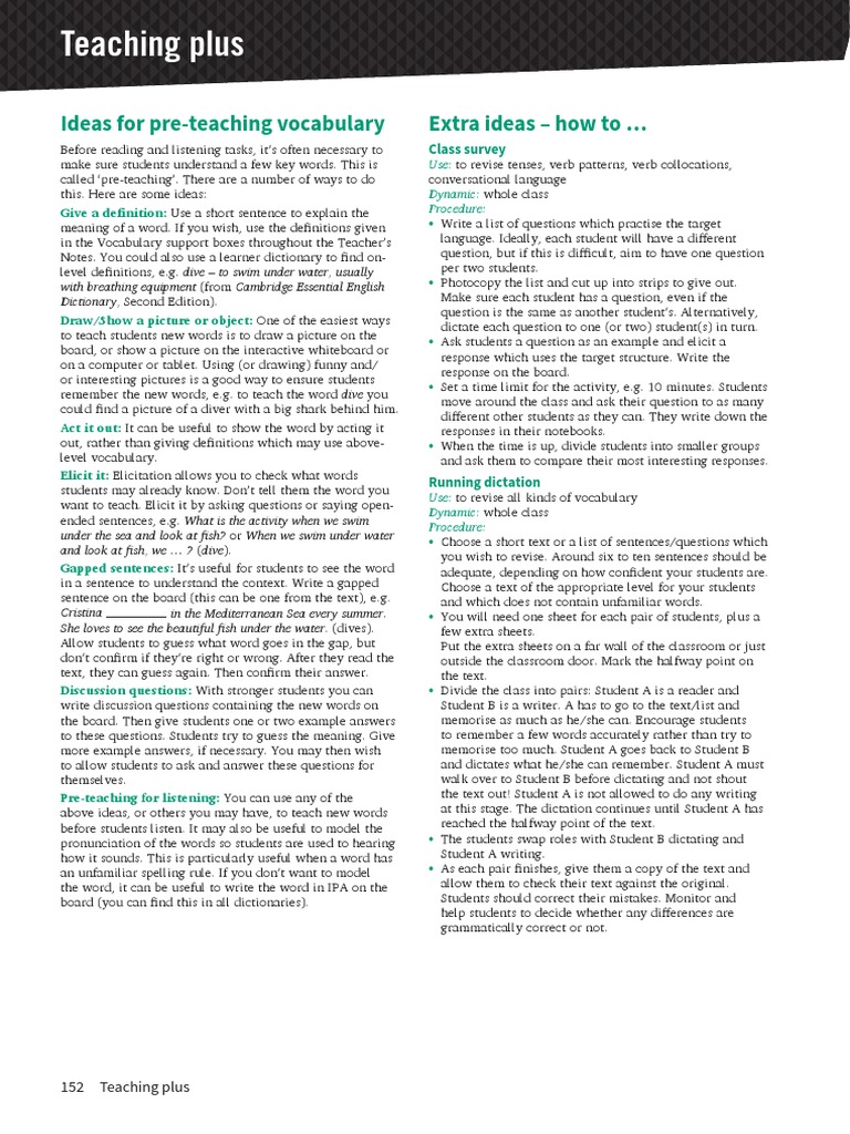Intermediate - Teaching Plus | PDF | Question | Vocabulary