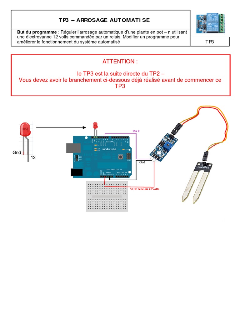 Systeme D Arrosage Automatique Avec Arduino Pdf TP3-arrosage Automatise | PDF | Arduino | Robinet (plomberie)
