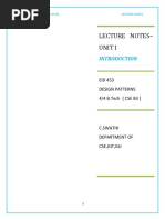 Lecture Notes - Unit I: EID 453 Design Patterns 4/4 B.Tech (CSE B3)