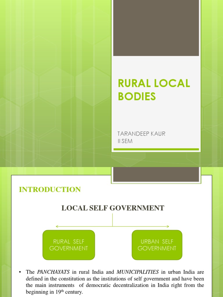 Rural Local Bodies: Tarandeep Kaur Ii Sem | PDF | Agriculture | Government