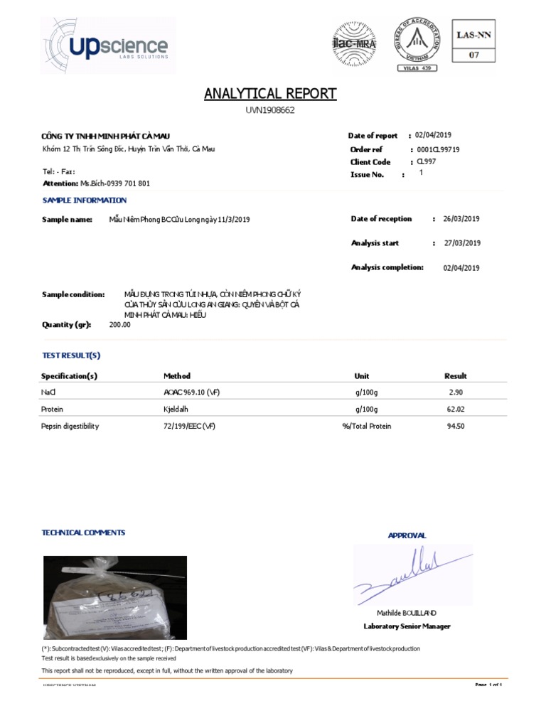 Analytical Report: Sample Information | PDF | Structural Biology | Proteins