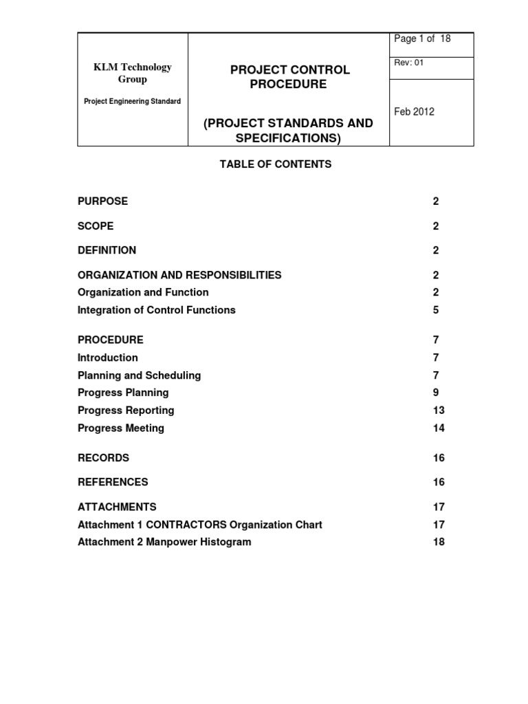 Project Control Procedure Guide | PDF | Specification (Technical ...