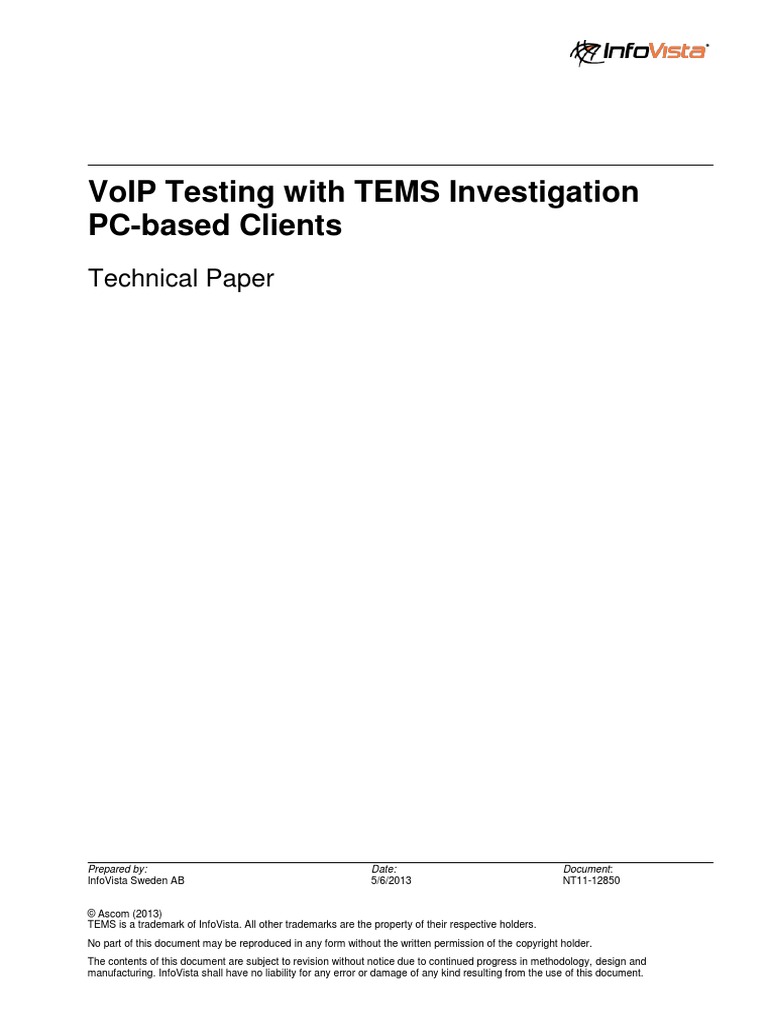VoIP Testing With TEMS Investigation PC-based Clients | PDF | Voice ...