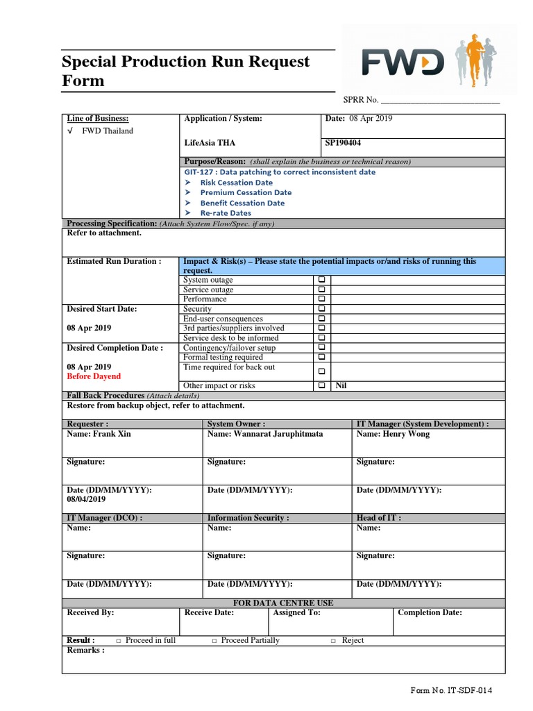 SPRR for Thai Data Patching Request | PDF | Information Security | Backup