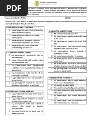 Research Survey Questionnaire