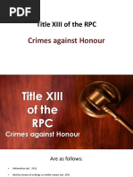 Title XIII of The RPC: Crimes Against Honour