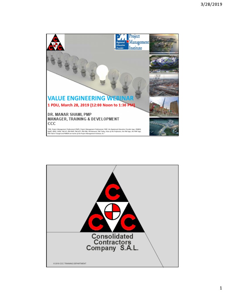 Webinar Value Engineering March 28 2019 | PDF | Innovation | Risk ...