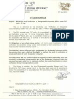 Office Memorandum Regarding M&v Under PAT Cycle - II