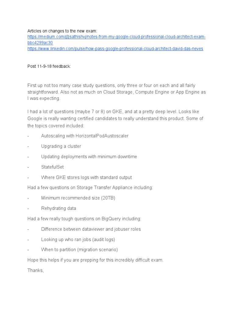 Google Cloud Architect Exam Changes | PDF | Cloud Computing | Computer ...