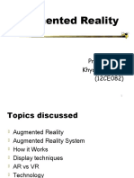 Augmented Reality: Prepared By: Khyati Ganatra (12CE082)