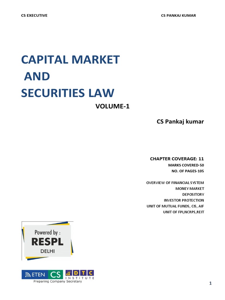 Capital Market & Securities Law Overview | PDF | Financial Markets ...