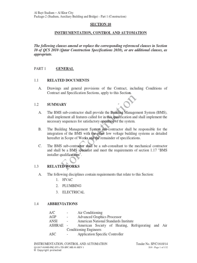 Section 10 - INSTRUMENTATION, CONTROL AND AUTOMATION - Rev-01 PDF | PDF ...