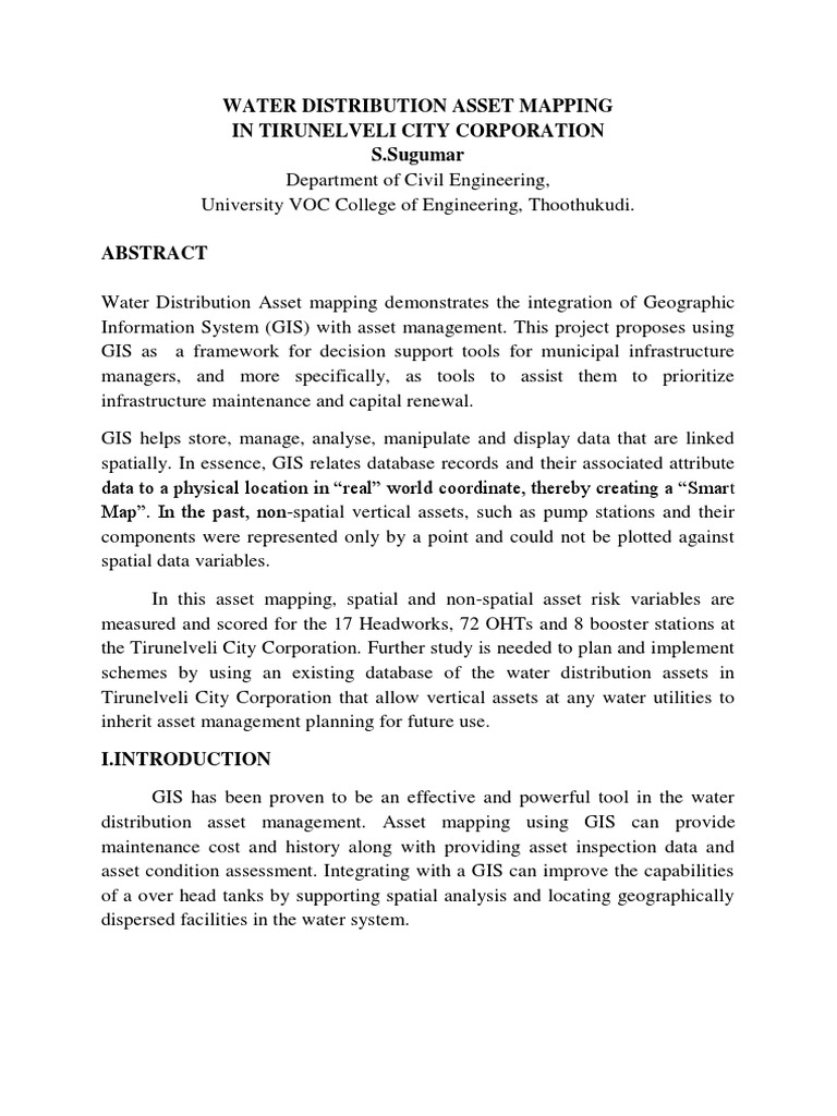Tirunelveli Water Asset Mapping Report | PDF | Asset Management ...