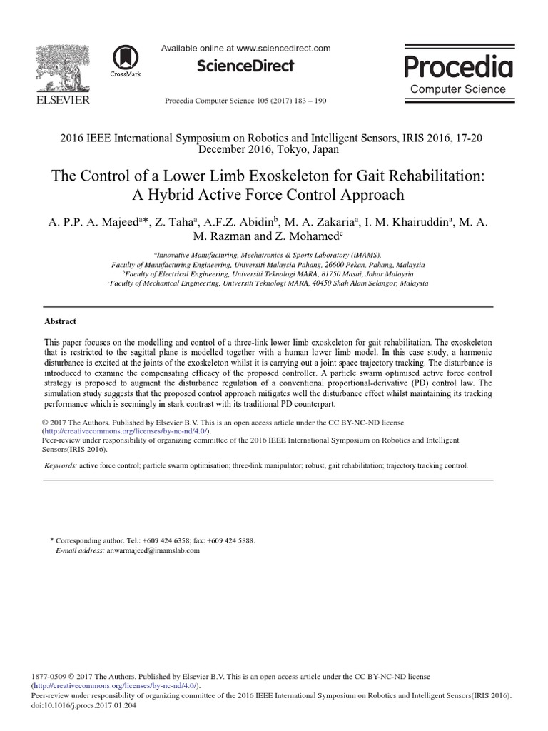 The Control of A Lower Limb Exoskeleton For Gait Rehabilitation: A ...