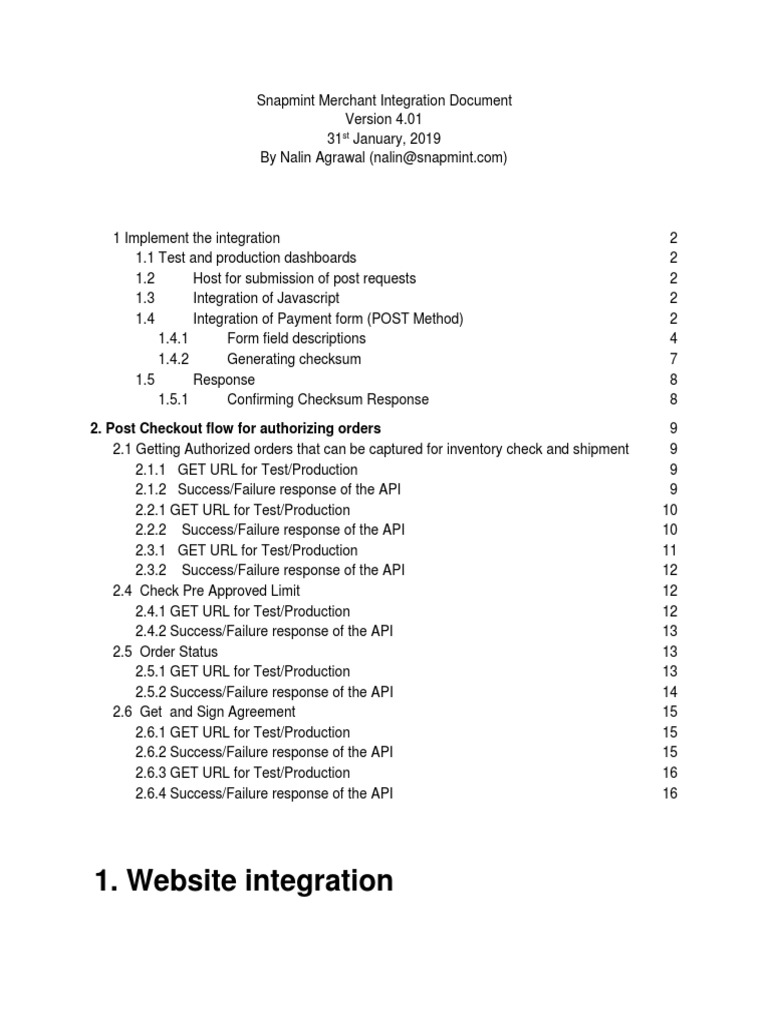 Snapmint Merchant Integration Guide | PDF | String (Computer Science ...