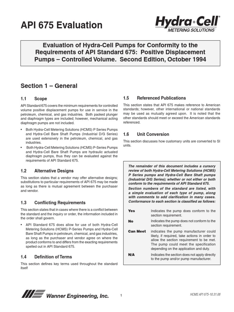 API 675 Compliance: Hydra-Cell Pumps Evaluation | PDF | Pump ...