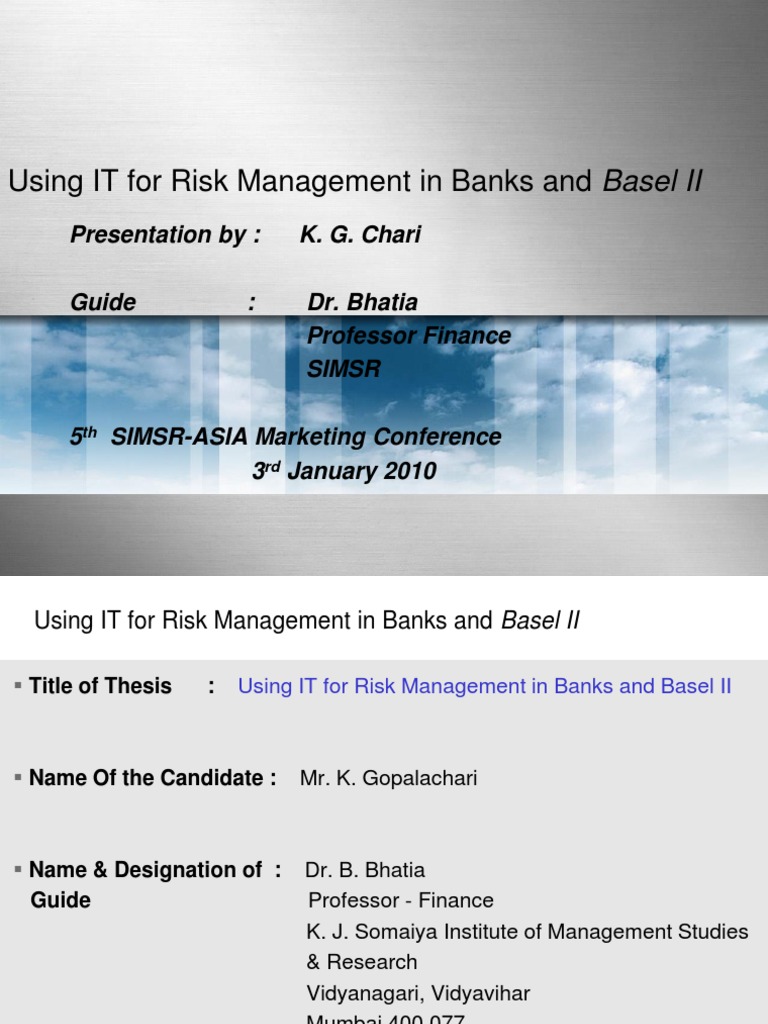 IT Solutions for Bank Risk Management | PDF | Basel Ii | Risk Management