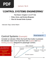 Lecture 06 Pole - Zeros and Time Response of First and 2nd Order Systems