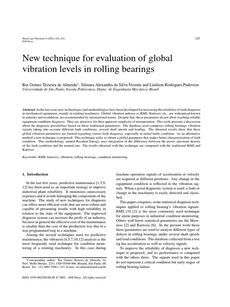 New Technique For Evaluation of Global Vibration Levels in Rolling ...