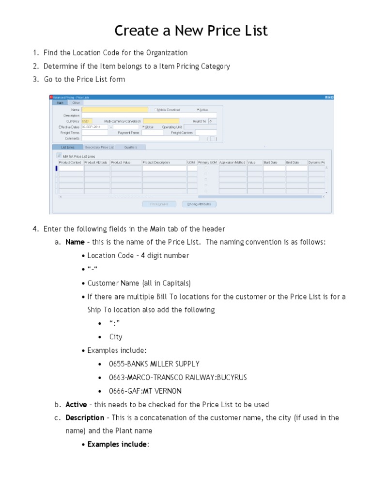 Price List Creation Guide | PDF | Boolean Data Type | Exchange Rate