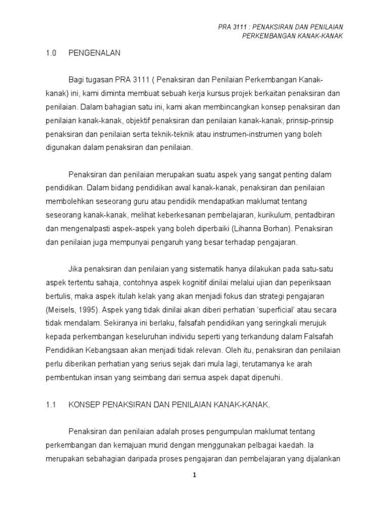 Penaksiran Dan Penilaian Perkembangan Kanak Kanak Pdf