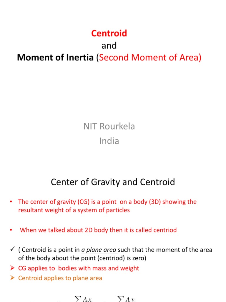 Lecture-5 - Centroid Moment of Area-31-1-2019 | PDF | Inertia | Mass