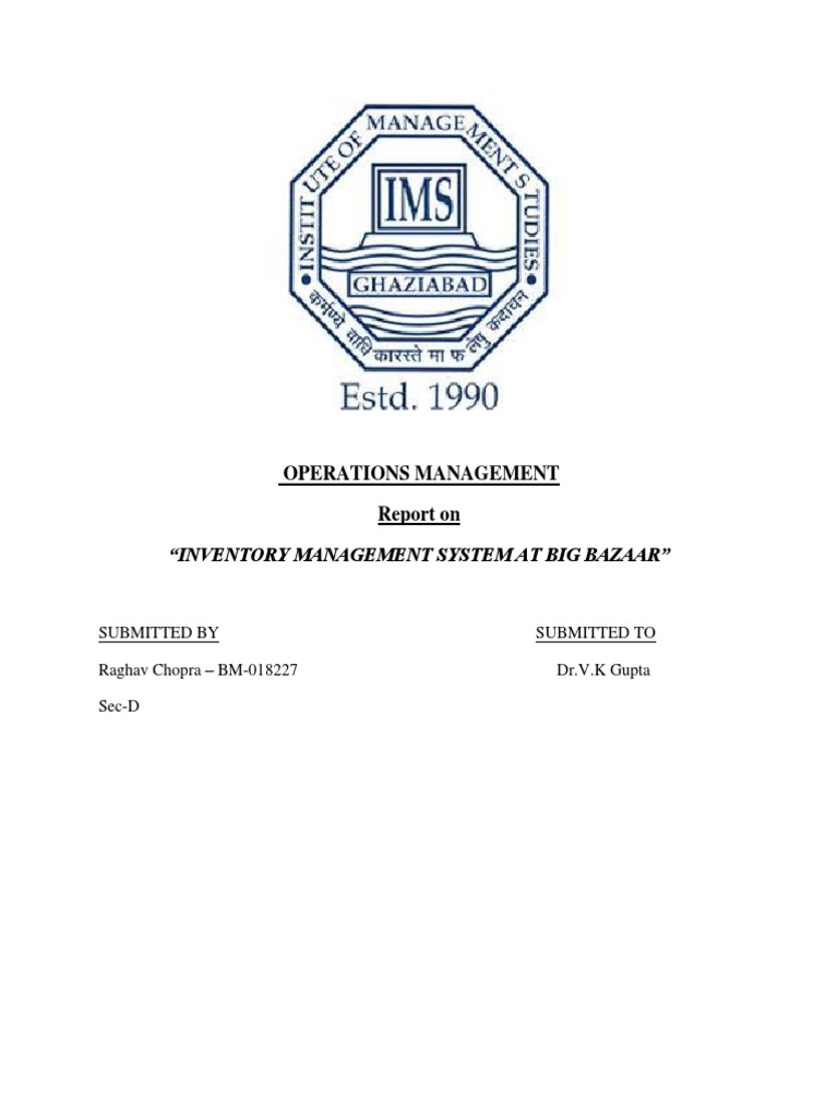 Inventory Management at Big Bazaar | PDF