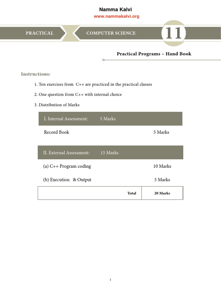 11th Computer Science Practical Hand Book English Medium | PDF ...
