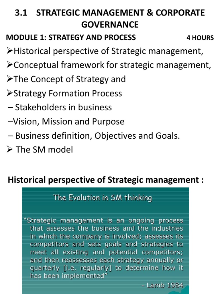 Strategic Management and Governance Overview | PDF | Strategic ...