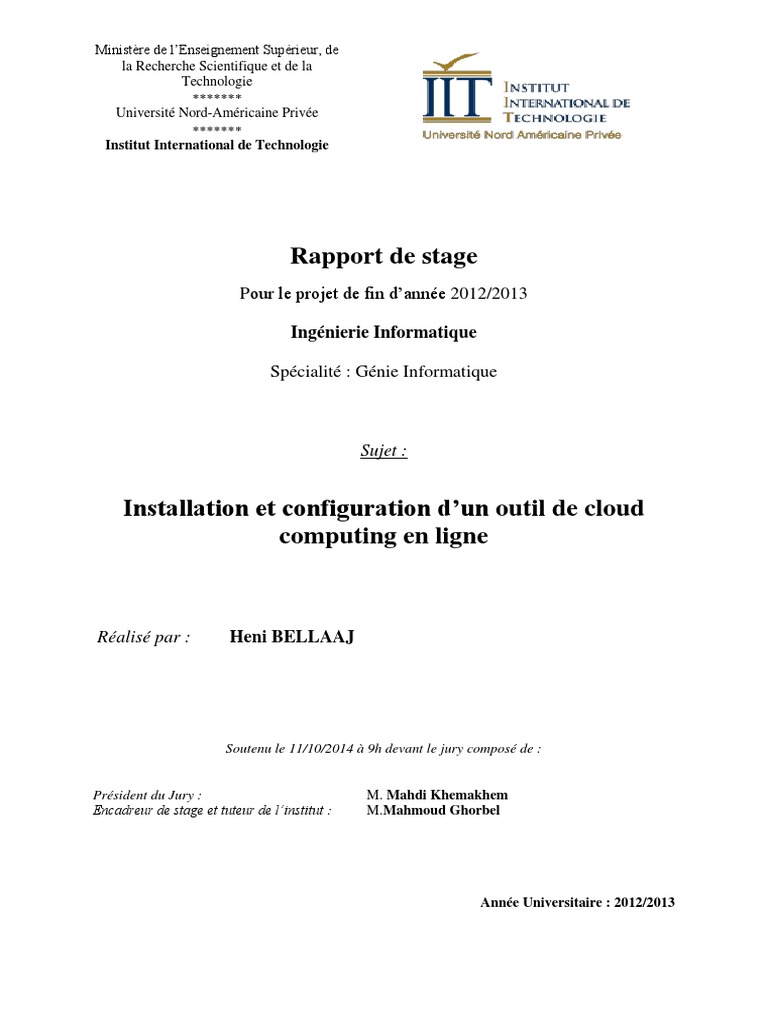 Exemple Rapport Stage Informatique – OLQJS