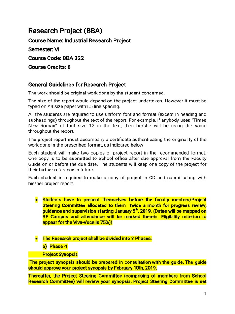 research project guidelines