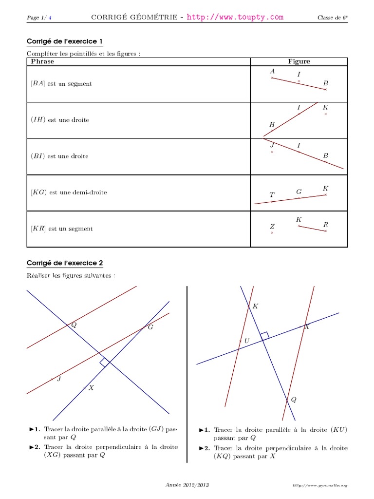 Exercices Sur Les Angles 6ème à Imprimer Exercice Geometrie 6eme 1 Corrige PDF | PDF | Géométrie | Espace