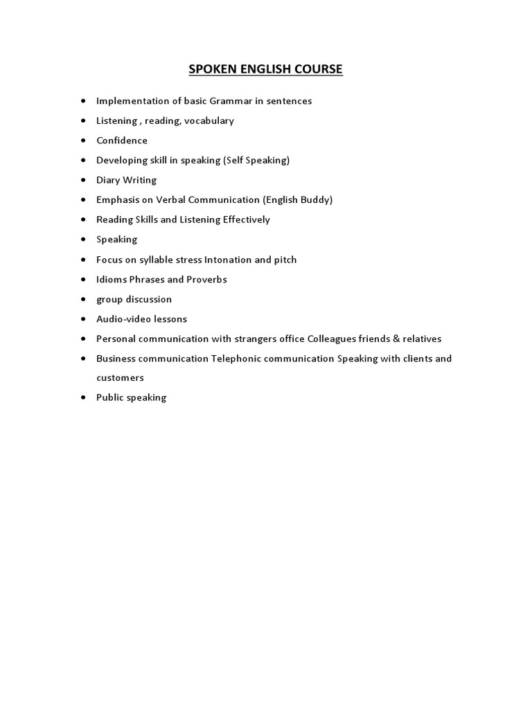 Spoken English Skills for All | PDF