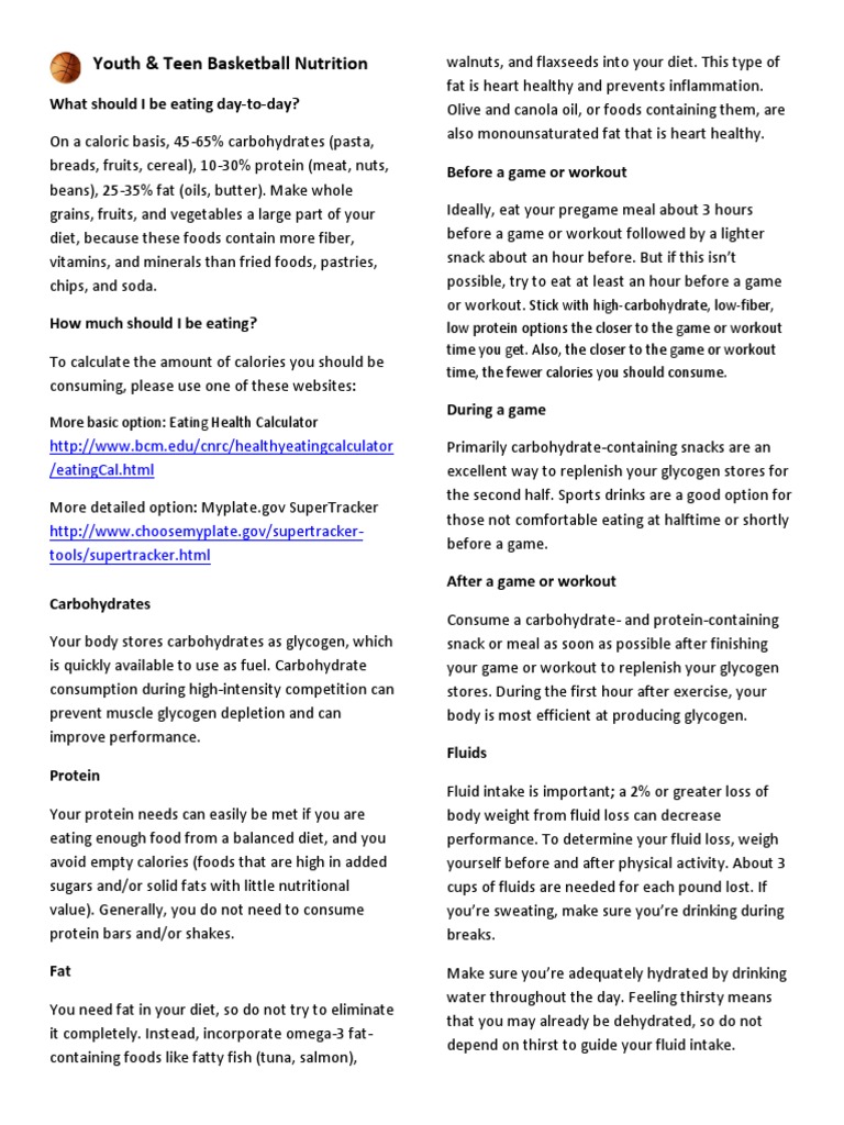 Nutrition Guide for Young Athletes | PDF | Dietitian | Dieting