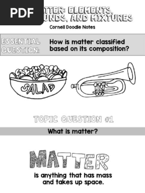 Elements Compounds Mixtures Matter Cornell Doodle Notes Powerpoint Presentation