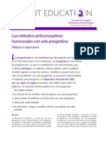 Patient Educati N: Los Métodos Anticonceptivos Hormonales Con Solo Progestina