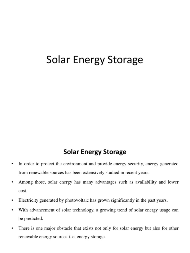 Solar Energy Storage Methods Explained | PDF | Energy Storage | Solar Power