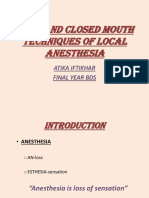 Open and Closed Mouth Techniques of Local Anesthesia