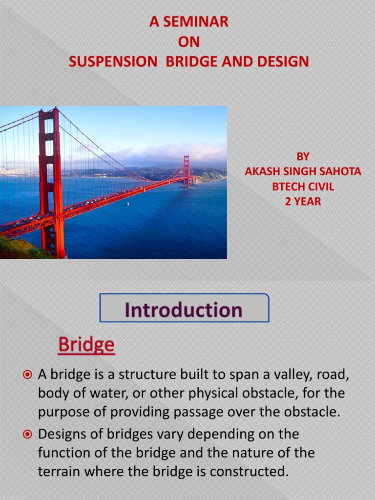 Suspension Bridge Design Seminar | PDF | Bridge | Truss