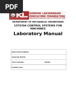 Laboratory Manual: 15Ts704 Control Systems For Machines