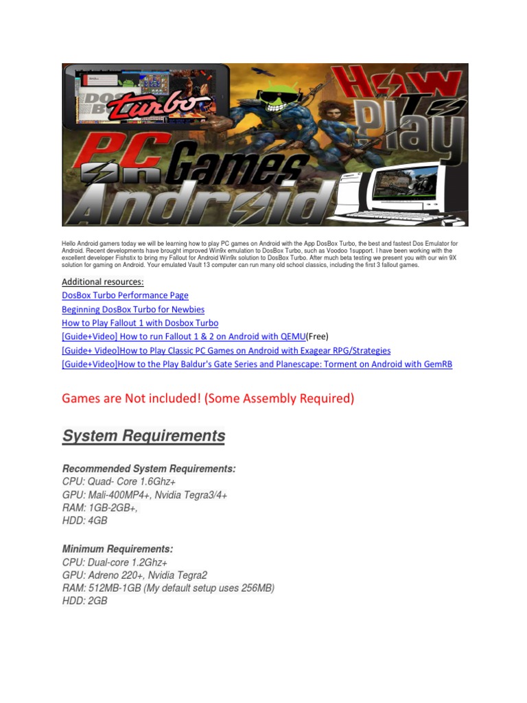 Read Me How To Play PC Games With DosBox Turbo | PDF | Computer File | Dos
