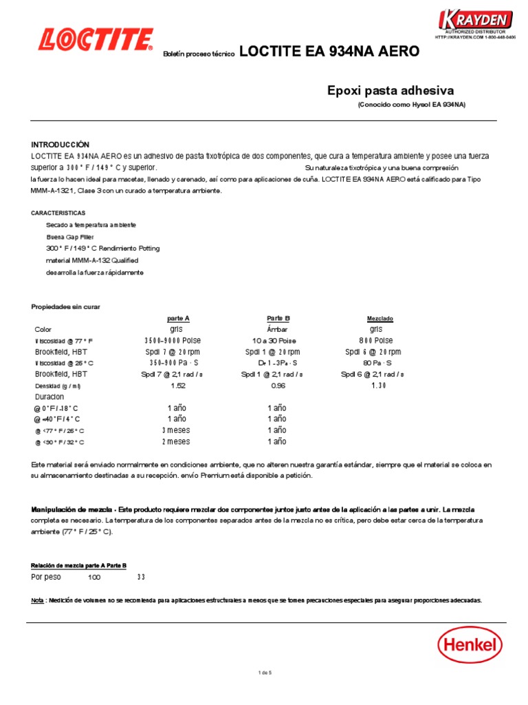Loctite Ea 934na Aero Datasheet Original Quality instrumentation