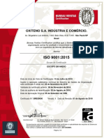 Certificado ISO 9001 Oxiteno