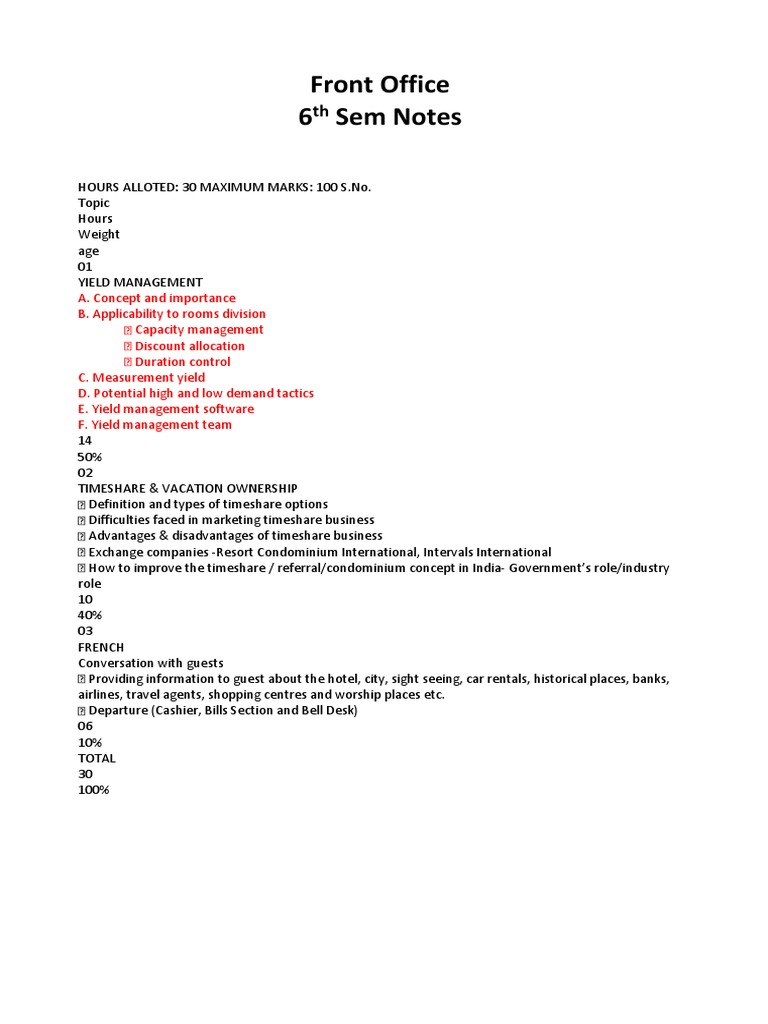 Front Office PDF Business Economics Marketing